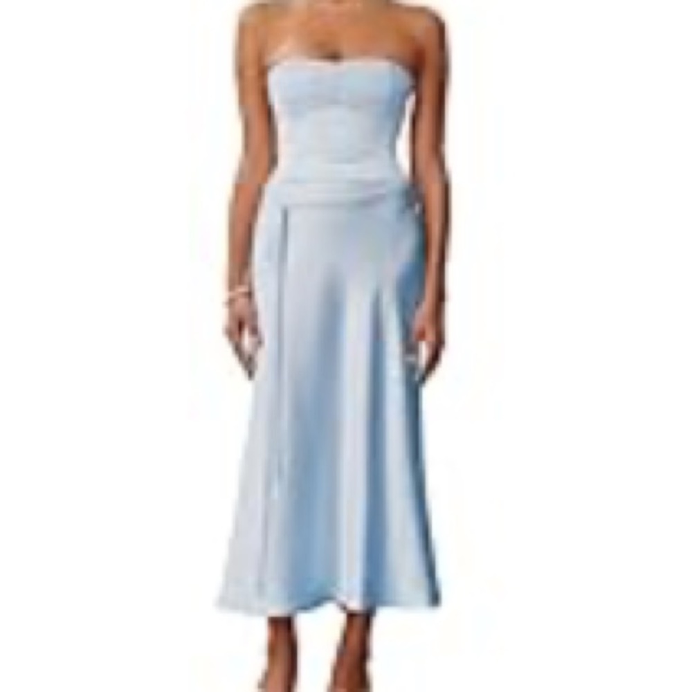 Two piece blue maxi skirt set